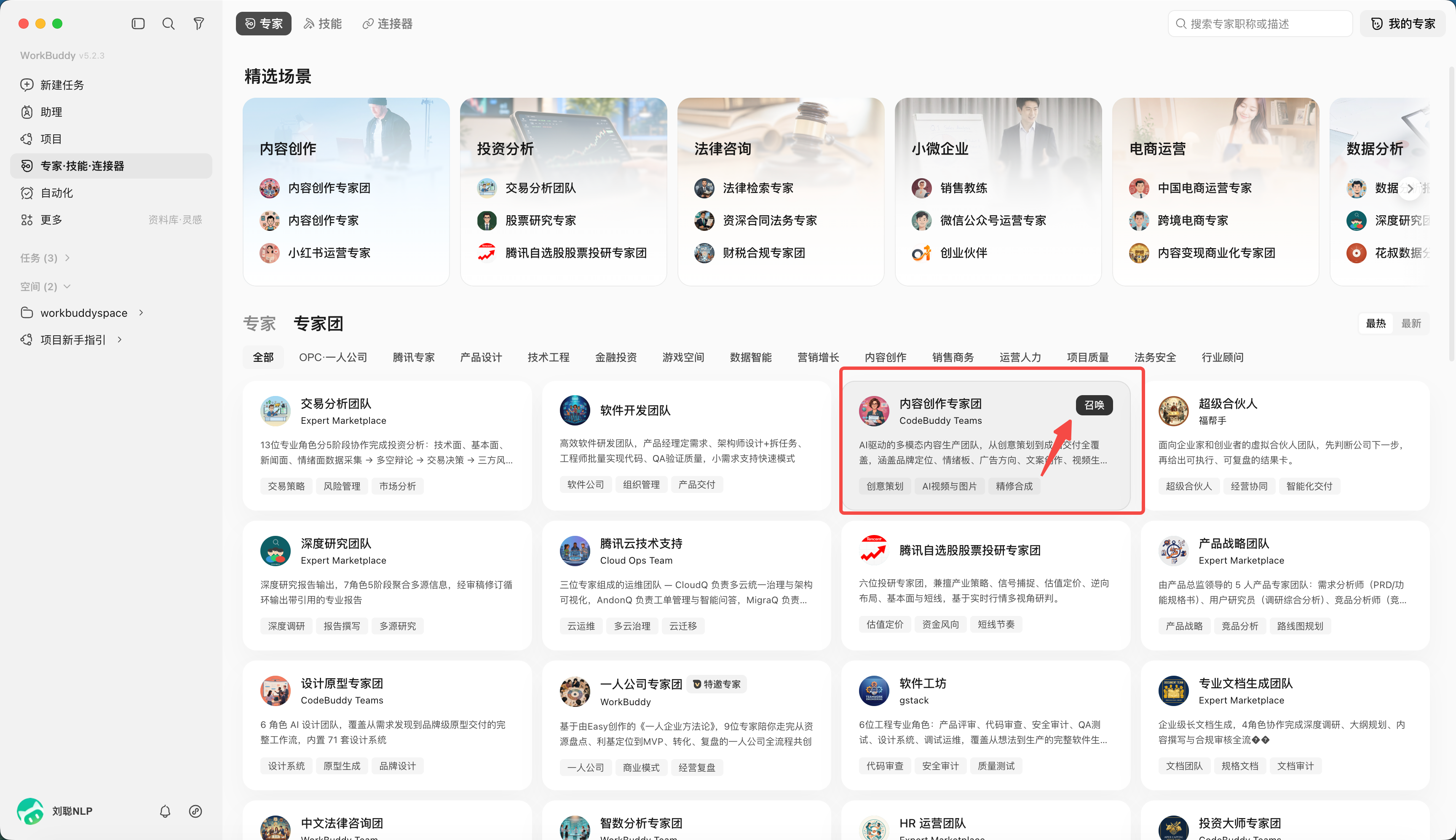 查看专家团并召唤